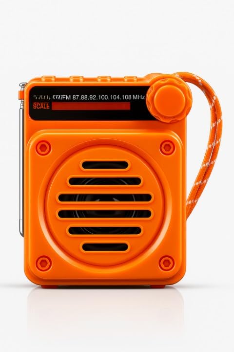 Image of Fire Turtle Pocket Blast FM Radio with Bluetooth Speaker with Powerful Sound,FM Recording, Antenna, 6w-12 Hours (USB Charging) and Number Pad (AUX, SD Card, USB Input) (Mini Retro Orange)