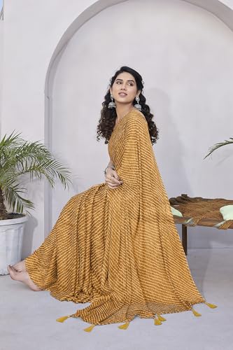 Image of MIRCHI FASHION Saree for Woman Chiffon Shibori Printed | Lightweight Regular Use and Professional Office Sari with Blouse Piece