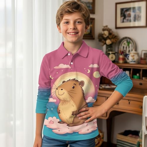 HUIACONG Kids Long Sleeve Golf Shirts for Boys Girls Sweatshirts for Children3