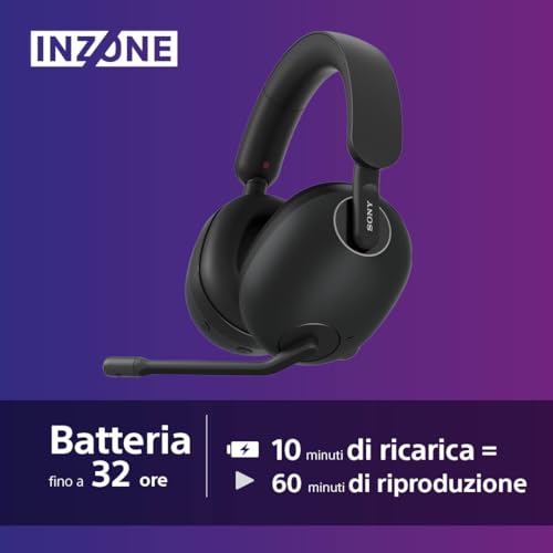 INZONE H9 - Cuffie Gaming wireless con Noise Cancelling, Suono spaziale a 360 gradi, Vestibilità comoda, Durata della batteria di 32 ore, Bassa latenza, Mic, Compatibile con PC e PS5 - Nero - Cuffia gaming - Immagine 5