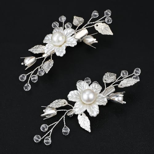 2 Piezas Pinzas para Cabello con Perlas y Flores miniatura 1