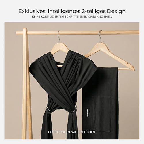 Momcozy Elastisches Tragetuch Baby Neugeborene ab Geburt | Ring Sling Babytragetuch für 3.6-15 kg | Atmungsaktiv & Ergonomisch | OEKO-TEX 100 Zertifiziert,Schwarz