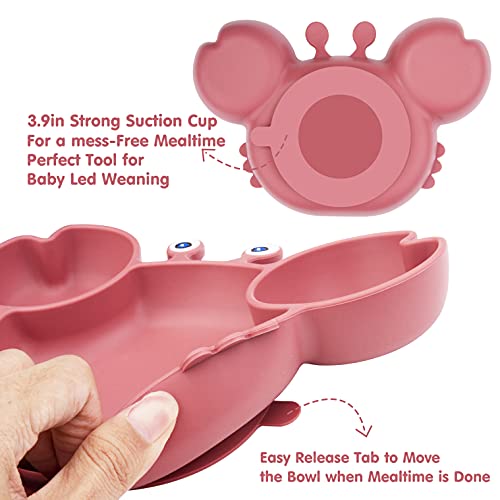 Silicone Suction Plate For Toddlers - Self Feeding Training Divided Plate Dish And Bowl For Baby And Toddler, Fits For Most Highchairs Trays, Bpa Free Microwave Dishwasher Safe #TOP1