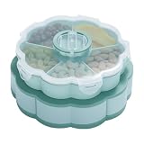 - Bandeja de 2 niveles, con forma de flor, 10 compartimentos, bandeja de aperitivos con tapa, para cocina, picnic, , buffet, brunch, cena, almuerzo, bar, hogar,