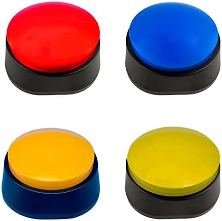 4 Color Voice Recording Button, Puppy Supplies Dog Training & Behavior aids Stuff Whistle Buttons for Communication Treat Pouches pet clicker Dogs Tools clickers Talking Button Set recordable