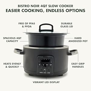 GreenPan 6-in-1 4QT Electric Ceramic Slow Cooker with Glass Lid, Multifunction Presets, Hard Anodized PFAS-Free Removeable Nonstick Crock, Dishwasher Safe, Auto Warm, Delay Timer, Stews, Reheat, Black GreenPan 6 in 1 4QT Electric Ceramic Slow Cooker with Glass Lid Multifunction Presets Hard Anodized PFAS Free Removeable Nonstick Crock Dishwasher Safe Auto Warm Delay Timer Stews Reheat Black