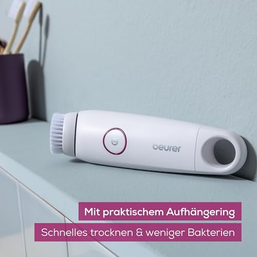 Beurer FC 45 elektrische Gesichtsreinigungsbürste, Tiefenreinigung für spürbar weiche & strahlende Haut, 2-stufige Rotation, Gesichtsbürste für alle Hauttypen, Wasserdicht, Weiß