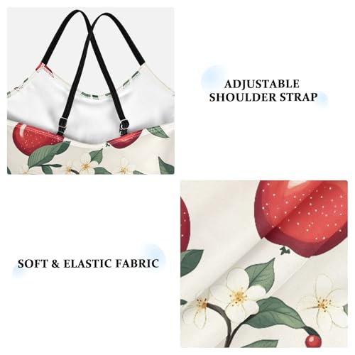 senya Girls Swimsuits One-Piece Swimwear Tie Bathing Suit Beach Summer Round Neck 7-8T Red Apple Pattern3