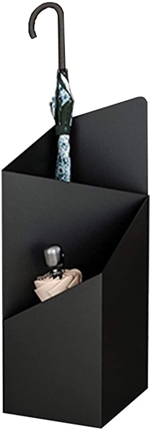Support de porte-parapluie carré en métal noir pour entrée