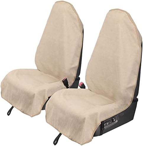 Leader Accessories 2pcs Beige Waterproof Towel Auto Car Seat Cover Protector Machine Washable - Fit Yoga Running Crossfit Athletes Beach Swimming Outdoor Sports