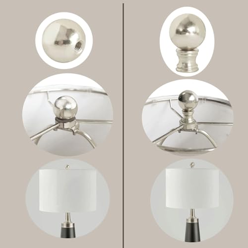 Image of GY & CK Convertible Metal Ball Lamp Finials Lamp Decoration Topper Finial and Finial base set, nickel, 2 pack