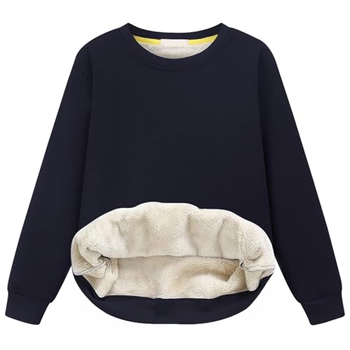 Image of Girls Sweatshirt Kids Fleece Lined Sweatshirts Winter Warm Sherpa Crewneck Pullover