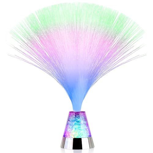 The Glowhouse Fibre Optic Ice Crystal Lamp Sensory Mood Light with Multi-Colour LEDs Decorative Table Lamp for Relaxation, Parties & Bedrooms (Colour Changing) - Batteries Included