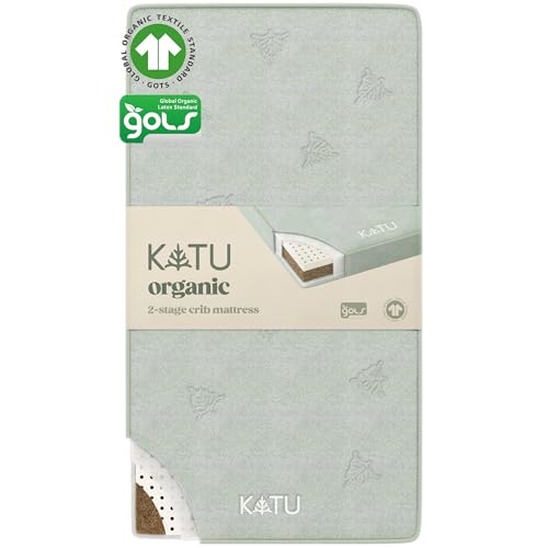 KATU 100% Organic Latex+Coconut 2-Stage Crib Mattress for Infant/Newborn/Toddler Safe Non-Toxic Hypoallergenic Breathable GOTS GOLS w