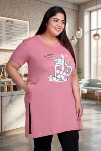 Image of In Love Women's Plus Size Printed Cotton Long-Line T-Shirt with Pocket