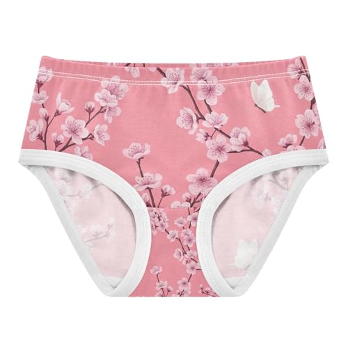 Toddler Briefs, Cherry Blossom Butterflies Girls Cotton Underwear, 2–8 Years