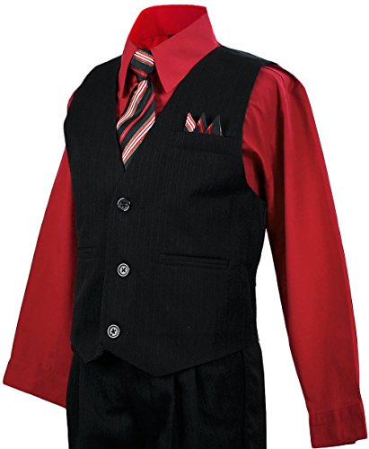 Boys Vest Suit Pinstripe Red Shirt Outfit Size 2T