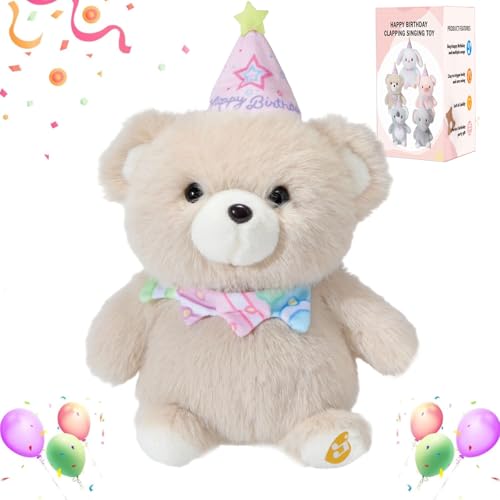 MILEGI Valentines Plush Gift Birthday Interactive Teddy Bear, Musical Birthday Stuffed Animal, Clapping Activates Singing Dancing Shaking, Cute Bear...