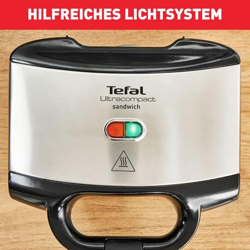 Tefal Sandwichmaker für knusprige Dreiecks-Sandwiches, Antihaft-Platten kein Anbrennen, wärmeisoliert sicher zum Anfassen, vertikale platzsparende Aufbewahrung, Kontrollleuchte, Sandwichtoaster Grill 2