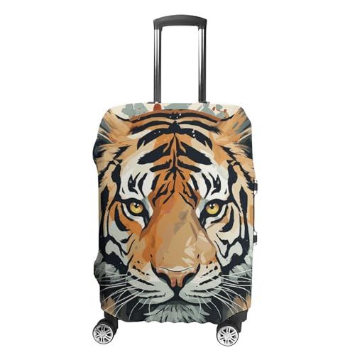Hand Drawn Tiger Luggage Covers Tsa Approved Suitcase Cover Elastic Washable Luggage Sleeve Carry on Cover Protector Anti-Scratch Suitcase Protector Fits 19-30 Inch Case(L)
