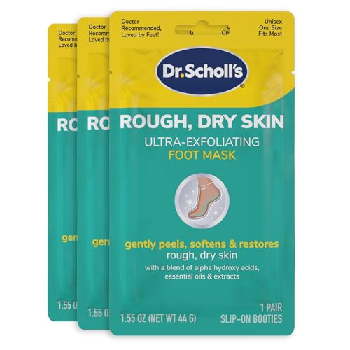 Dr. Scholl's Rough, Dry Skin Ultra Exfoliating Foot Peeling Mask, 3 Pairs Moisturizing Socks Gently Peels and Softens, with Urea, Dry Skin Callus Remover for Feet