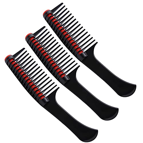 3 Pack Rolling Comb, Anti Splicing Hair Comb with Roller, Professional Hair Dyeing Comb, Detangling Comb for Salons, DIY Hairstyle (Black Red)