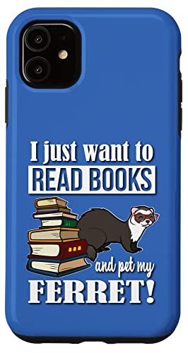 Funny Kids Girls Boys Cute Read Books & Pet Ferret Lover �X�}�z�P�[�X iPhone 11 �p
