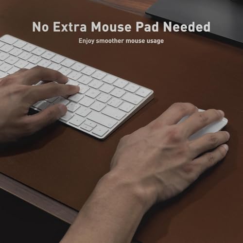 GadgetBite Mouse Pad Large Premium Vegan Leather Surface Desktop Mat Laptop Computer Mat for Home Office Smooth Surface for Comfortable Typing Writing and Gaming Pad (90 cm x 45 cm x 0.1 cm) - Brown 5 41MhFj9+PpL