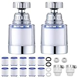 2 Pezzi Filtro calcare dell'Acqua del Rubinetto 360° Rotante Filtro Rubinetto Acqua Filtros Acquas Rubinetto Trasparente con 10 Elementi Filtranti In Cotone PP, Per Casa, Cucina, Bagno, Lavandino