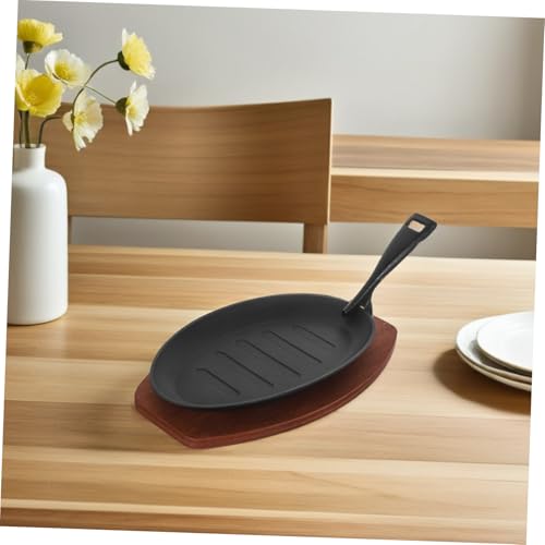 DOITOOL Cast Iron Griddle Pan and Steak Plate 8 Inch with Wooden Base and Fork Oven-Safe Cast Iron Cookware for Kitchen and Picnic - Image 8