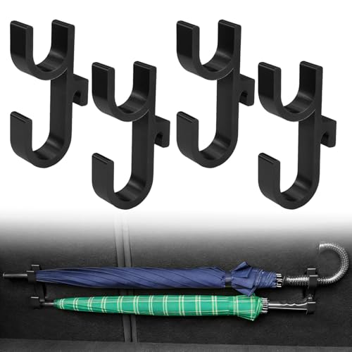 Varenzya 4 Piezas Soporte Paraguas Coche, Ganchos Coche y Soportes Paraguas Ahorra Espacio y es Fácil de Instalar Adecuado para Bolsos, Bolsas de la Compra, Botellas de Agua y Abrigos (Negro)