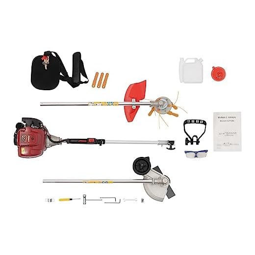35.88CC Weed Wacker Gas Powered, 4-Stroke Lawn Edger, 0.75KW Powerful Brush Cutter with 2 Blade Heads, Straight Shaft Gas Grass Trimmer for Lawn and Garden Care Trimming