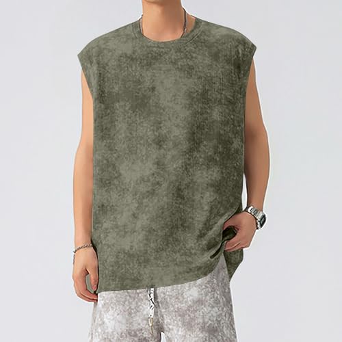 Men's Sleeveless Tank Tops Oversized Crewneck Casual Workout Gym Muscle Fit T Shirt Summer Beach Cap Sleeve Tee Tops2