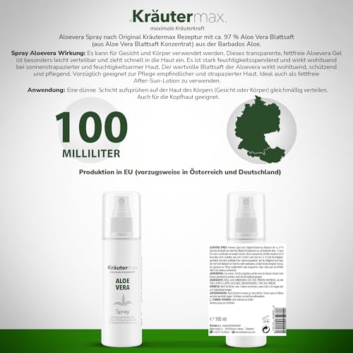 Aloe Vera Spray Kräutermax Naturkosmetik 100 ml für Hautpflege