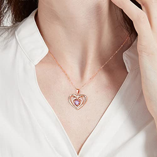 June Birthstone Necklace For Women, S925 Sterling Silver Birthstone Jewelry Alexandrite Heart Necklaces For Women Girls I Love You Necklace Gifts For Her Rose Gold Necklace Jewelry For Women #TOP4