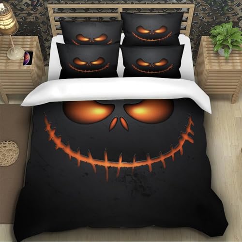 Parure de lit Halloween résistante housse couette microfibre 3D - 5