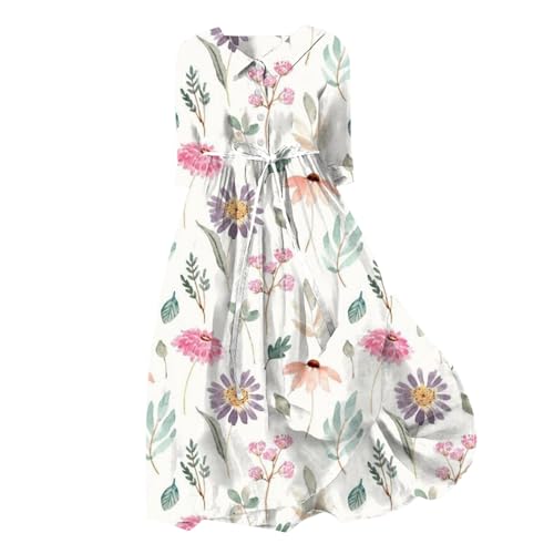 Robe chemise gothique ample manches longues à revers floral vêtement femme été L