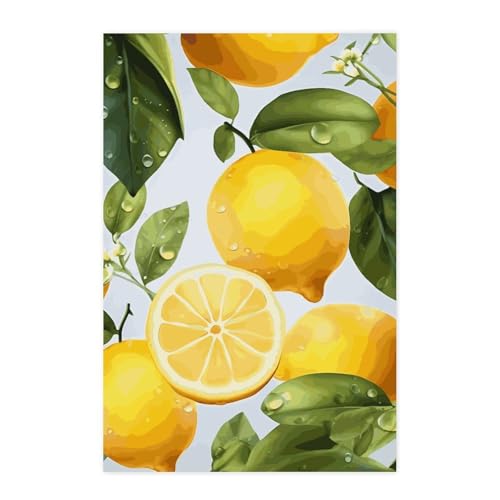 Poster mural vintage jaune citron adhesif pour relooker un mur abime