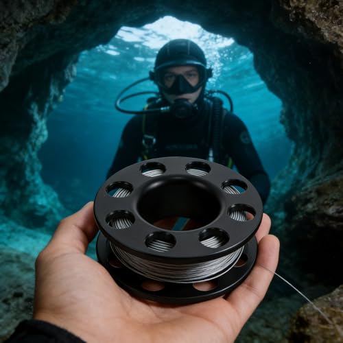 Carrete de cuerda de buceo técnico ligero de POM resistente 6