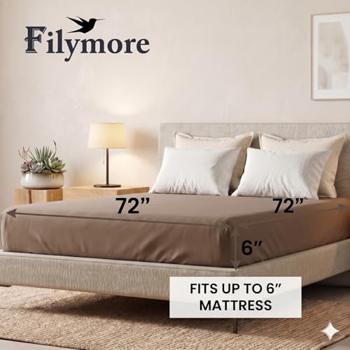Image of Filymore Elastic Fitted Bedsheet Set for Double Bed with 2 Pillow Covers | 240 TC Pure Microfiber Double Bedsheet | Black Leaf Design | Soft | Fits Mattress up to 6 Inches | 72x72 Inches