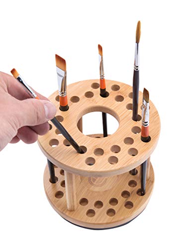 J Jackcube Design MODEL-G-820 360 Rotating Paint Brush Holder Bamboo Watercolor Artist Brush Water Coloring Organizer Display Stand Tray Rack thumb #3