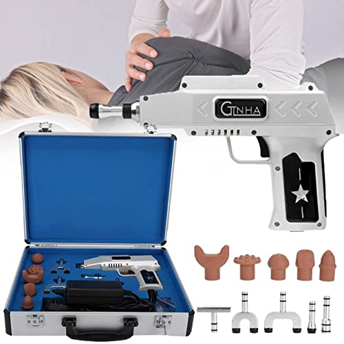 HNCXHX Electric Spine Chiropractor,Chiropractic Adjustment Tool Pulse Gun,Chiropractic Activator Chiropractic Massage Gun for Spinal Joint Pain,Scoliosis,Thoracic and Lumbar,Silver