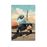 Kunstdruck auf Leinwand, modernes Poster, Militärposter, Kampfjet-Basis, Dekoration, kraftvolle Atmosphäre, 20 x 30 cm, ungerahmter Stil