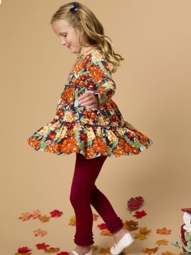 Image of RuffleButts Toddler Girl Merry & Bright Ruffle Leggings - Ankle Leggings | 75% Cotton 23% Spandex 2% Elastane, Breathable Lightweight, Elastic Waistband, Signature Rear Detail To 4T, Machine Washable