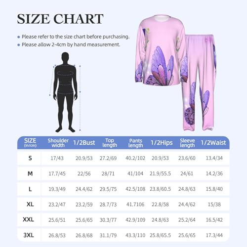 Ensemble pyjama manches longues hommes imprimé papillon rose - 6