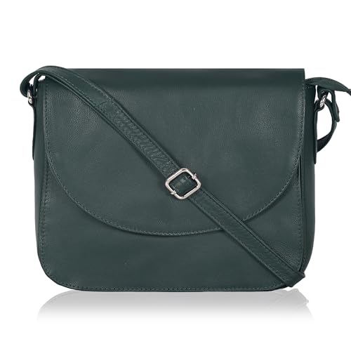 Image of Genuine Leather Shoulder Crossbody Purse For Women with Adjustable Strap, Mobile Pocket & Outside & Inside Zipper