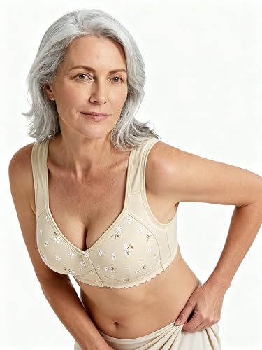 Image of Daisy Bras for Older Women No Underwire Front Closure Comfort Senior Wireless Snap Closing Bra