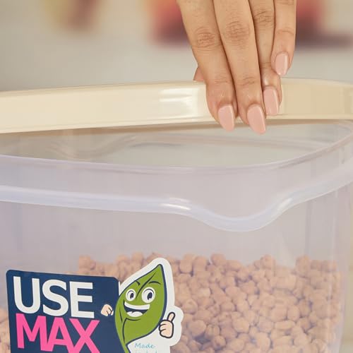 Image of Nayasa Use Max Container (5 Ltrs, 7.5 Ltrs, 10 Ltrs) BPA Free Food Grade Airtight Kitchen Storage Stackable Containers- Set Of 3, Beige