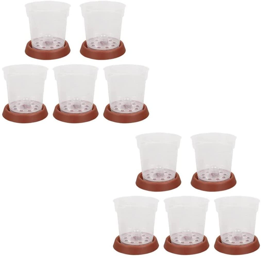 MOBEBI Flower pots,Plant pot,10pcs Plastic Pot Nursery Pots Transparent Plastic Gardening Pot Flower Plant Container and Seed Starting Pots Seed Pots