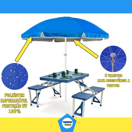 Guarda-sol Grande Liso Praia E Piscina Alumínio 2,2m Verão com Capa com Alça para Transporte (Azul)